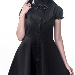 Killstar “Lilian Lies” Black Button Goth Dress NWT
